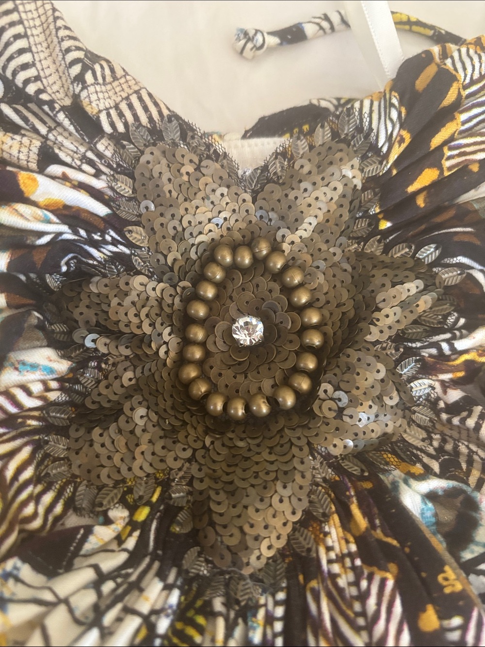 Sky Brown, Yellow & White Strapless Patterned Romper - Picture 4 of 5